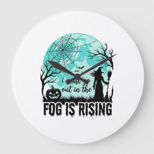 Grande Horloge Ronde Brouillard d'Halloween est une sorcière de citroui
