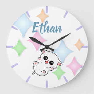 Grande Horloge Ronde Brouille du ventre Heure Kitten