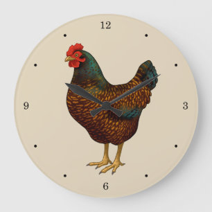 Grande Horloge Ronde Brown Barnevelder Hen Chicken