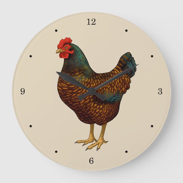 Grande Horloge Ronde Brown Barnevelder Hen Chicken (Recto)
