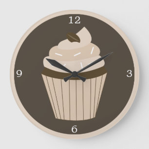 Grande Horloge Ronde Brown Coffee Bean Cupcake