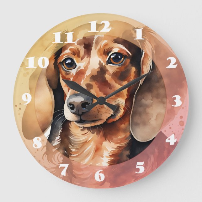 Grande Horloge Ronde Brown Dachshund (Recto)