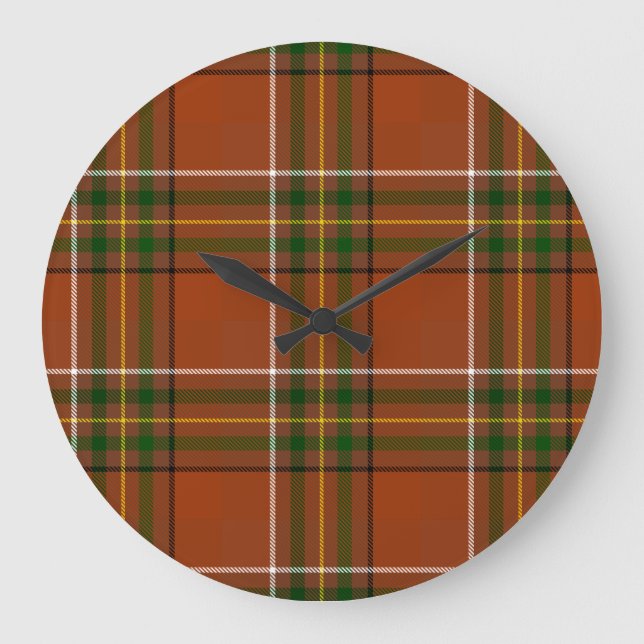 Grande Horloge Ronde Brown Earthy Plaid Tartan  (Recto)