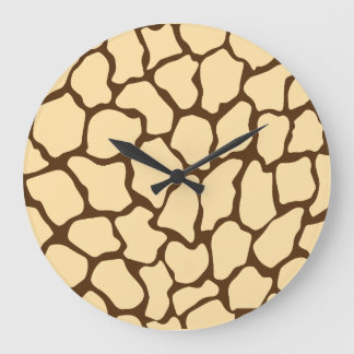 Grande Horloge Ronde Brown Giraffe Pattern – Minimal Animal Print
