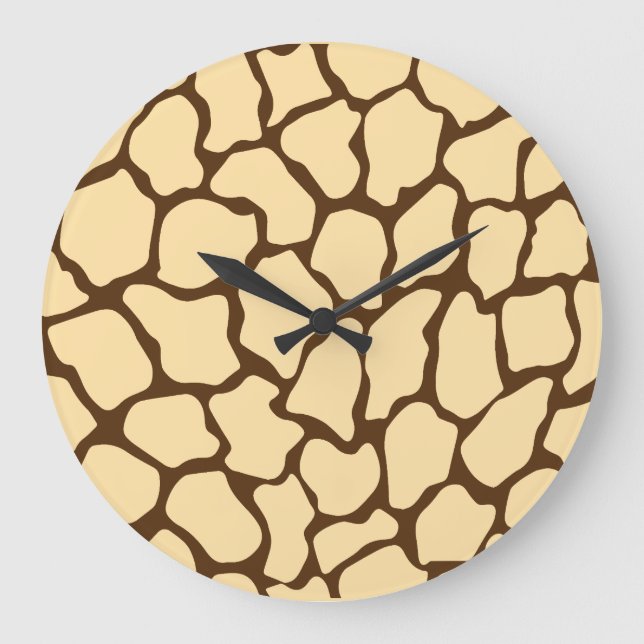 Grande Horloge Ronde Brown Giraffe Pattern – Minimal Animal Print (Recto)