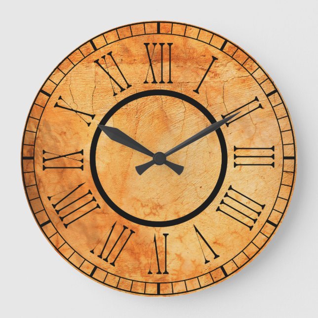 Grande Horloge Ronde Brown golden terracotta brick wall numbers (Recto)