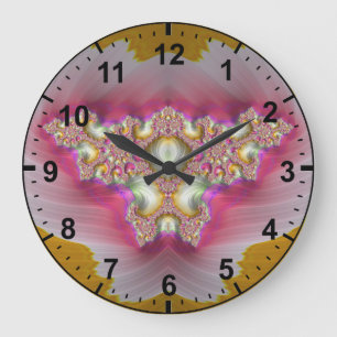 Grande Horloge Ronde Brown rose blanc fractal ~