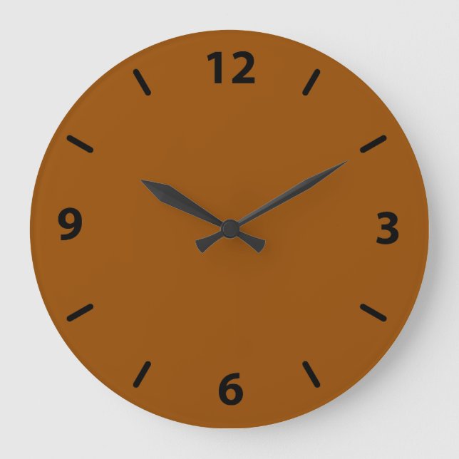 Grande Horloge Ronde Brown Wall Clock avec Black Numbers (Recto)
