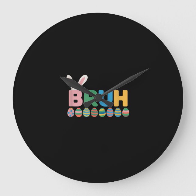 Grande Horloge Ronde Bruh Bunny Pâques mème mignon Pour Enfants _12 (Recto)