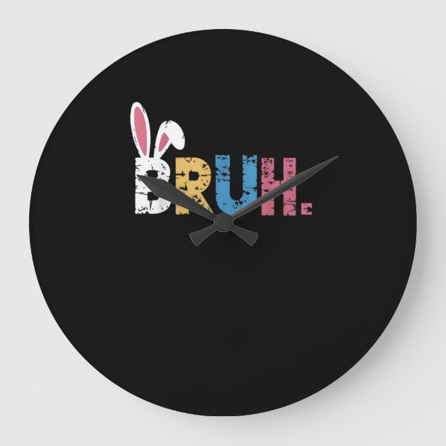 Grande Horloge Ronde Bruh Bunny Pâques mignonne mème pour les enfants _ (Recto)