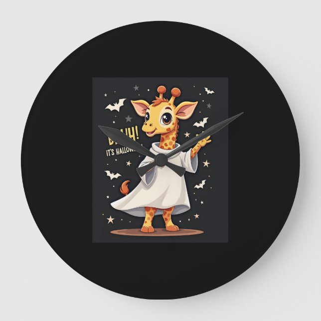Grande Horloge Ronde Bruh Son Halloween drôle Dabbing Ghost Giraffe Lon (Recto)