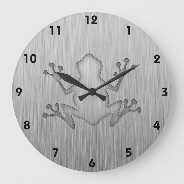 Grande Horloge Ronde Brushed metal look Frog (Recto)