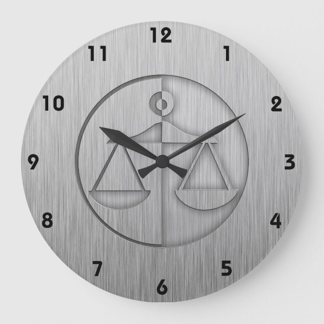 Grande Horloge Ronde Brushed metal-look Justice Scales (Recto)