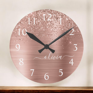 Grande Horloge Ronde Brushed metal rose Gold Pink Glitter Monogram
