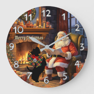 Grande Horloge Ronde Buchanan Scottie Chien & Père Noël Noël personnali
