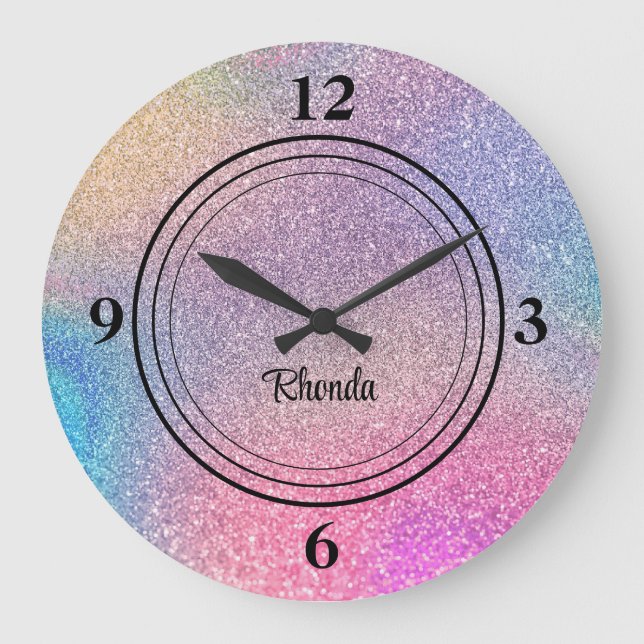 Grande Horloge Ronde Budget Acheter, Glam Sparkly Parties scintillant d (Recto)