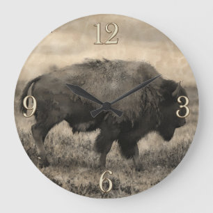 Grande Horloge Ronde Buffle américain - Bison des plaines