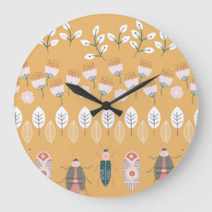 Grande Horloge Ronde Bugs, plante : jeu de bordures vintage.