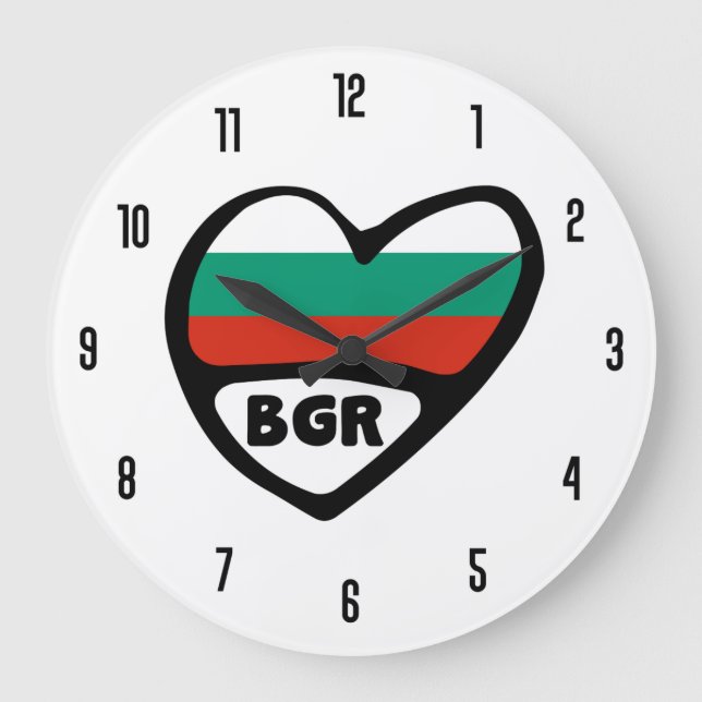 Grande Horloge Ronde Bulgarie Code de pays BGR Coeur du drapeau (Recto)