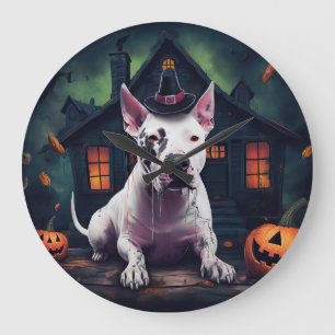 Grande Horloge Ronde Bull Terrier Citrouille Halloween effroi