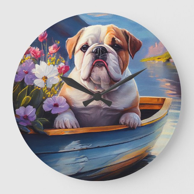 Grande Horloge Ronde Bulldog anglais sur une pagaie : une aventure Pitt (Recto)
