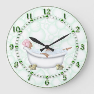 Grande Horloge Ronde Bulles brillantes de nombres de salle de bains