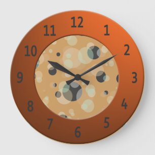 Grande Horloge Ronde Bulles modernes avec cercles de chiffres orange br