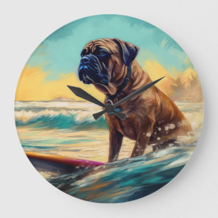 Grande Horloge Ronde Bullmastiff Beach Surfing Peinture