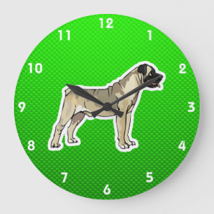 Grande Horloge Ronde Bullmastiff vert