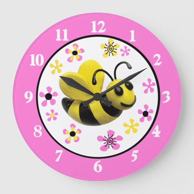 Grande Horloge Ronde Bumble Bee Baby Girl Douche (Recto)