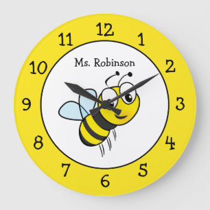 Grande Horloge Ronde Bumble Bee Enseignant's Classroom