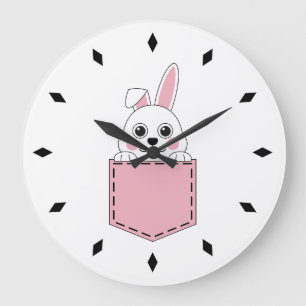 Grande Horloge Ronde Bunny de poches