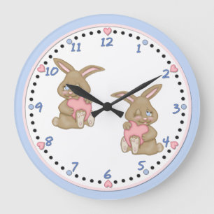 Grande Horloge Ronde Bunny Hugs