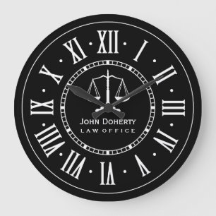 Grande Horloge Ronde BUREAU DU DROIT   Noir et blanc classique