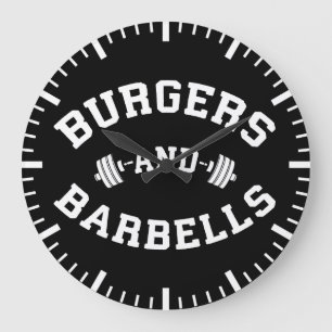 Grande Horloge Ronde Burgers et Barbells - Motivation de l'entraînement