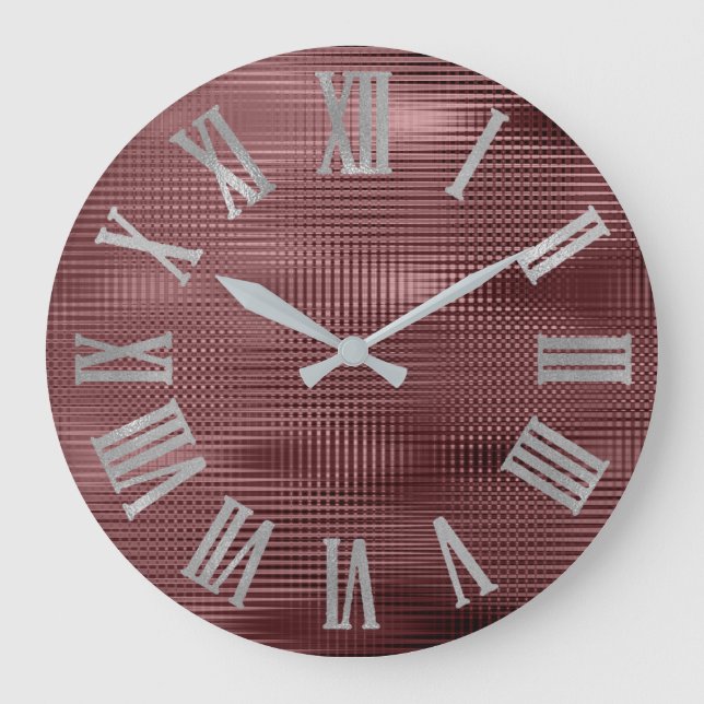 Grande Horloge Ronde Burgundy Gray Silve Minime Métallc Numers (Recto)