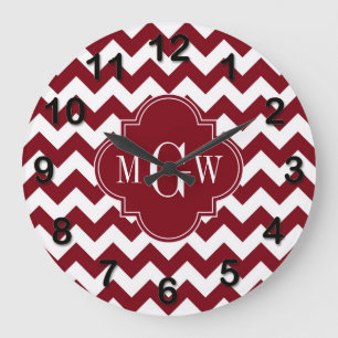 Grande Horloge Ronde Burgundy Wht Chevron Burgundy
