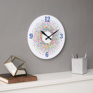 Grande Horloge Ronde Burst of Color Dots