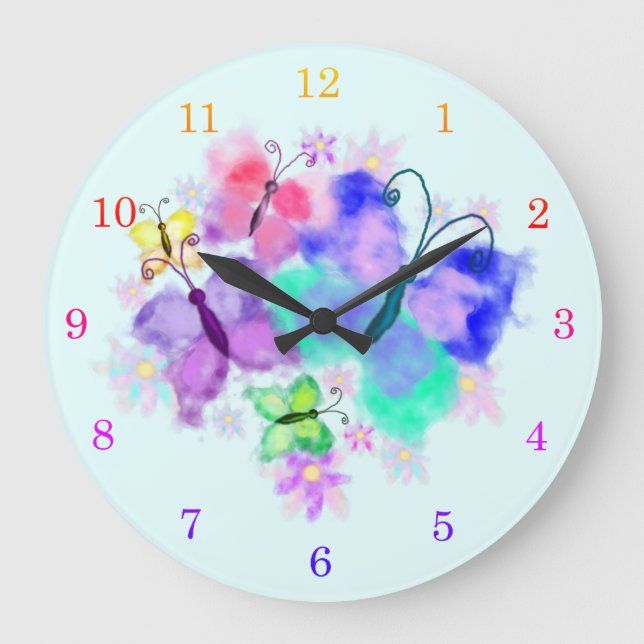Grande Horloge Ronde Butterflies - Joy Spring - Customizable (Recto)