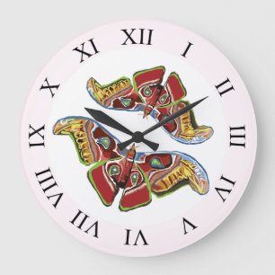 Grande Horloge Ronde Butterfly Art Drawing