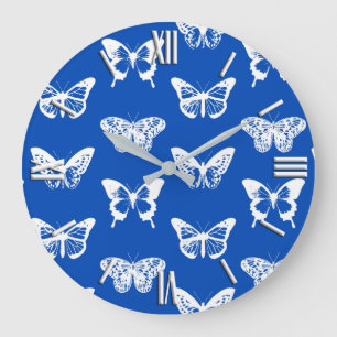 Grande Horloge Ronde Butterfly sketch, cobalt blue and white
