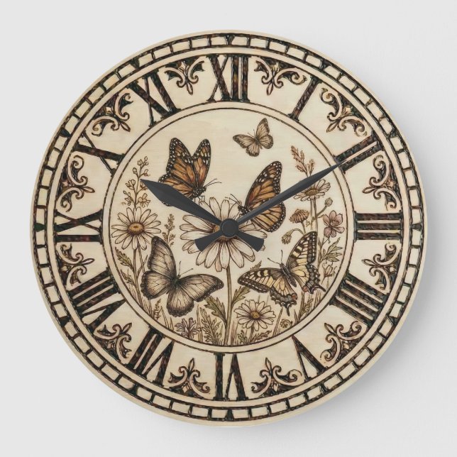 Grande Horloge Ronde Butterfly Wall Clock   (Recto)