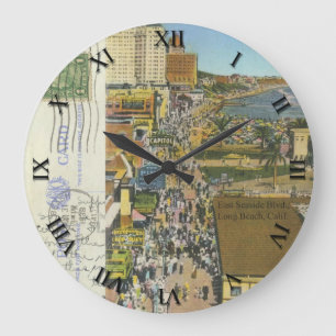 Grande Horloge Ronde CA - Long Beach, California Post Card Clock - 1938