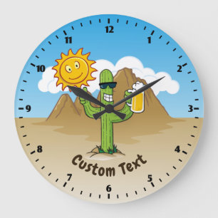 Grande Horloge Ronde Cactus avec bière