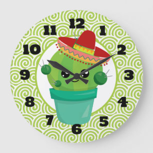 Grande Horloge Ronde Cactus de Red Sombrero