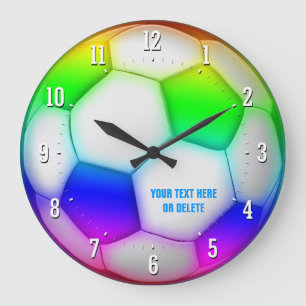 Grande Horloge Ronde Cadeau coloré Girly du football du football