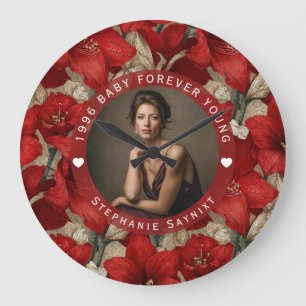 Grande Horloge Ronde Cadeau d'anniversaire chic Amaryllis pour adolesce