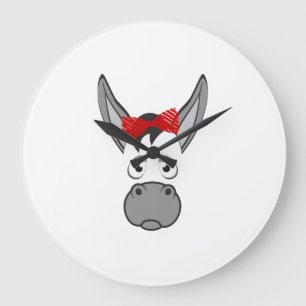 Grande Horloge Ronde Cadeau de costume d'Halloween d'animal d'âne flora