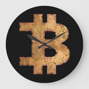 GRANDE HORLOGE RONDE CADEAU DE CRYPTO-MONNAIE VINTAGE LETTRE B BITCOIN