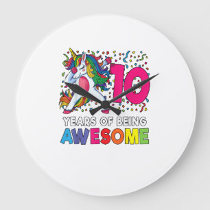 Grande Horloge Ronde Cadeau de fête de licorne Dabbing pour 10 ans 